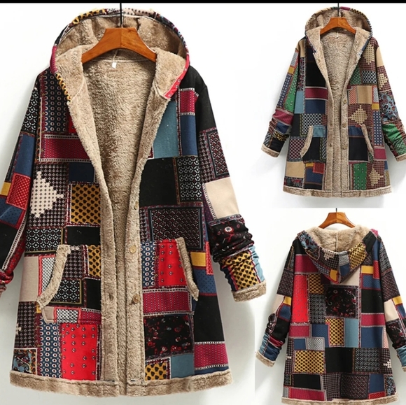Colorful Patchwork Teddy Jacket - Picture 1 of 4